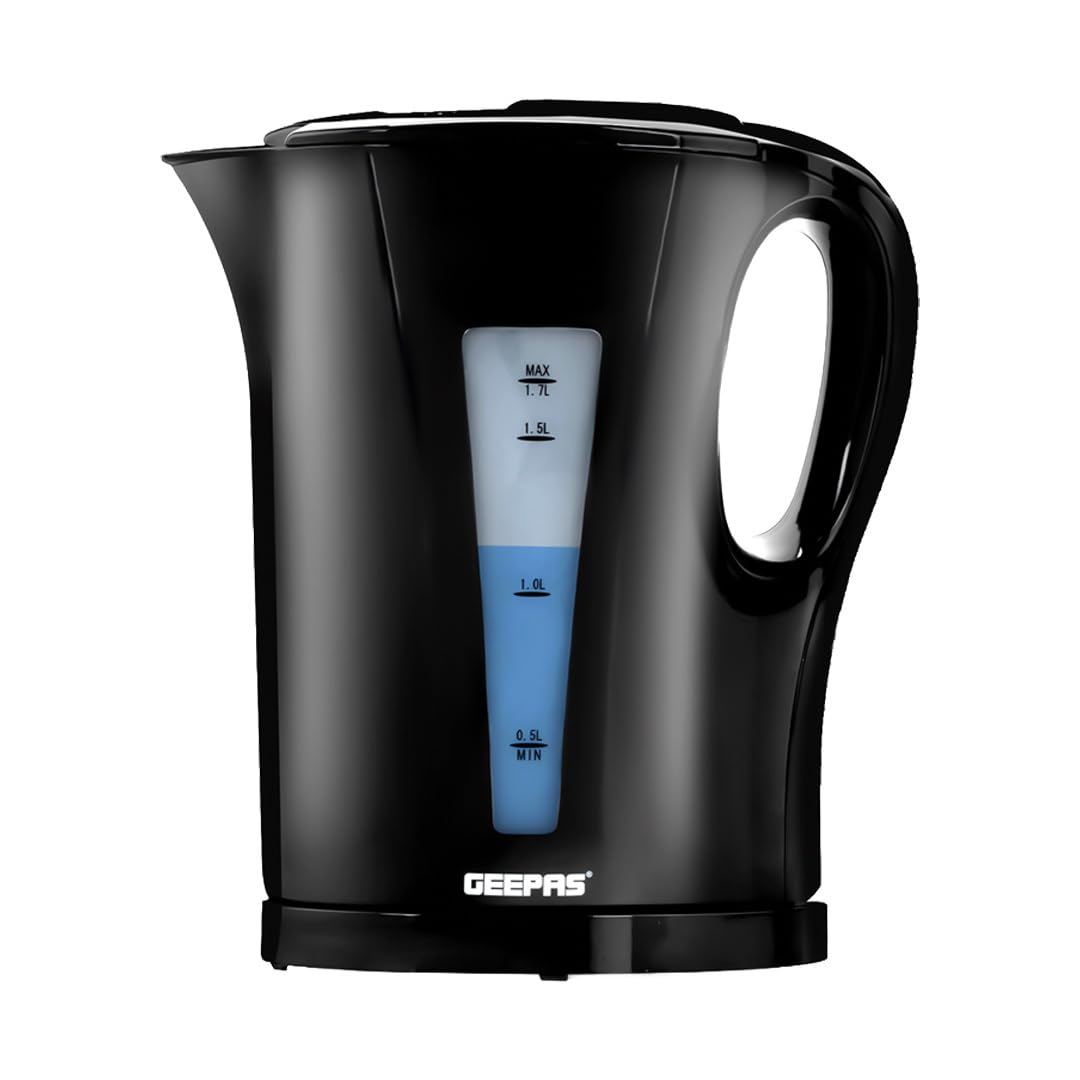 Geepas Electric Kettle, 2200W | Boil Dry Protection & Auto Shut Off | 1.7L Cordless Fast Boil Jug Kettle for Hot Water Tea or Coffee | Swivel Base with Manual Lid Open | 2 Year Warranty