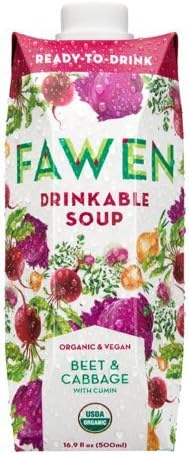 Ready to Drink Chilled Organic Vegan Superfood Vegetable &amp; Coconut Soup, Beet &amp; Cabbage with Cumin, Unsweetened, Low Fat, Dairy-Free, 16 Vitamins and Minerals (16.9 FL OZ)