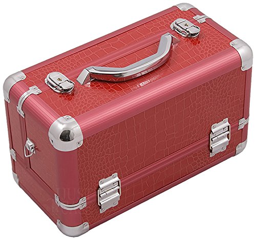 Hiker HK3101CRRD 3-Tier Professional Aluminum Case with Extendable Trays and Brush Holder, 15-Inch, Crocodile Texture Printing, Red - Thumbnail 3