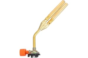 Ipetboom Twin Brazing Gas Torch Butane Torch Adjustable Flame Dual Burner for Kitchen Soldering Camping BBQ