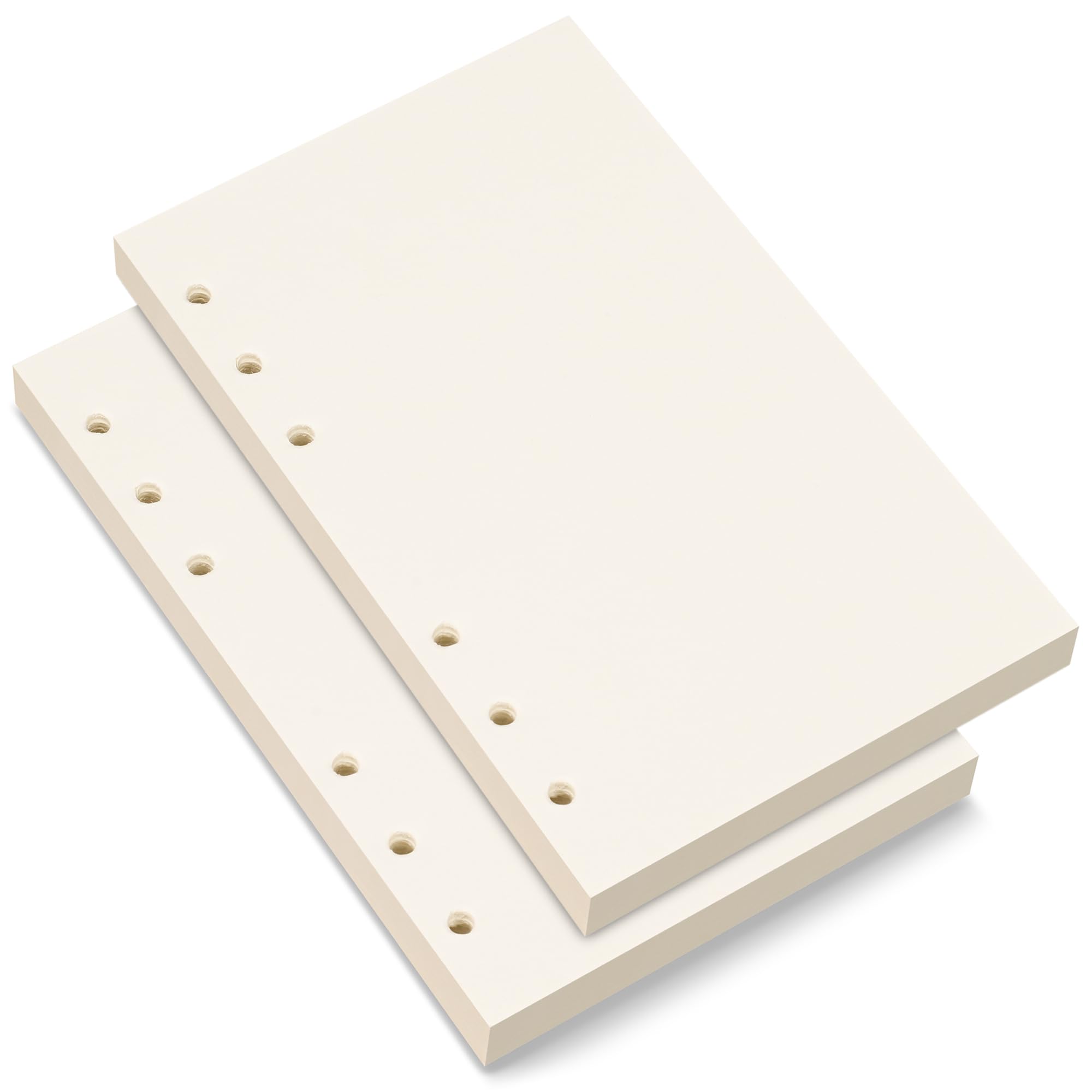 A6 Refill Paper, 6 Holes Loose Leaf, 80 Sheets/160 Blank Pages, 4.1 x 6.6 inches, Beige (2 Pack)