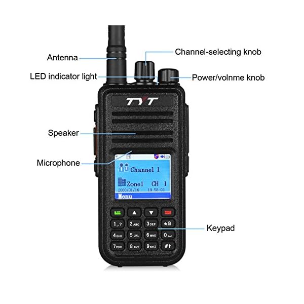 TYT-Tytera-MD-380-DMR-Digital-Radio-400-480UHF-Up-to-1000-Channels-with-Color-LCD-Display-Programming-Cable-and-2-Antenna-High-Gain-Antenna-in-cluded-Black