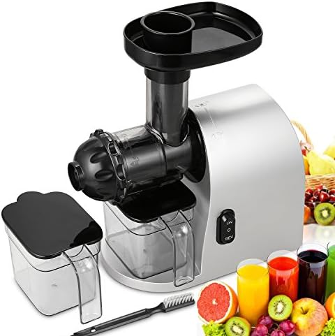 Domtie 150W Slow Masticating Cold Press Juicer Low Speed Juicing Machine Low Noise Extractor with Cleaning Brush and Bigger Juice Container