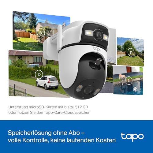 Tapo C545D Outdoor Überwachungskamera | 2K Dual-Objektiv | 165° Weitwinkel & 6mm Teleobjektiv | Smart Tracking | Gratis KI-Erkennung | 2,4GHz WLAN & Ethernet | Lokale MicroSD | IP66 10