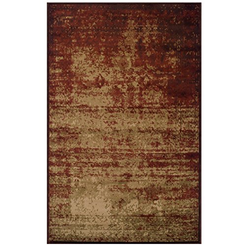 Superior Modern Afton Acid Wash Collection Area Rug, 10mm Pile Height Jute Backing, Vintage Distressed Design, Anti-Static, Water-Repellent Rugs - Auburn, 8' x 10' Rug