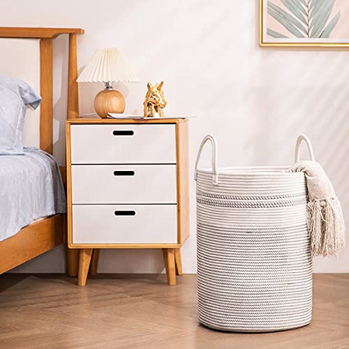 Woven Rope Laundry Hamper Basket by YOUDENOVA, 58L Tall Luandry Basket