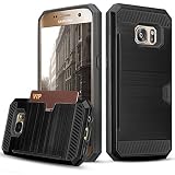 Galaxy S7 Case, TILL(TM) Wallet Case [Card Pocket] Shockproof Dual Protective Shell Rubber Bumper with Card Holder Slot Kickstand Case Cover for Samsung Galaxy S7 S VII G930 GS7 All Carrier [Black]