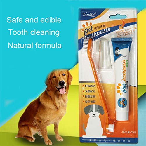 Dog Dental Care Tartar Control Kit for Dogs - Toothpaste, Toothbrush & Fingerbrush - Pet Cat Toothbrush Puppy Dog Finger Toothbrush - Reduces Plaque and Tartar Buildup - 4 Piece Kit (Beef Flavor)