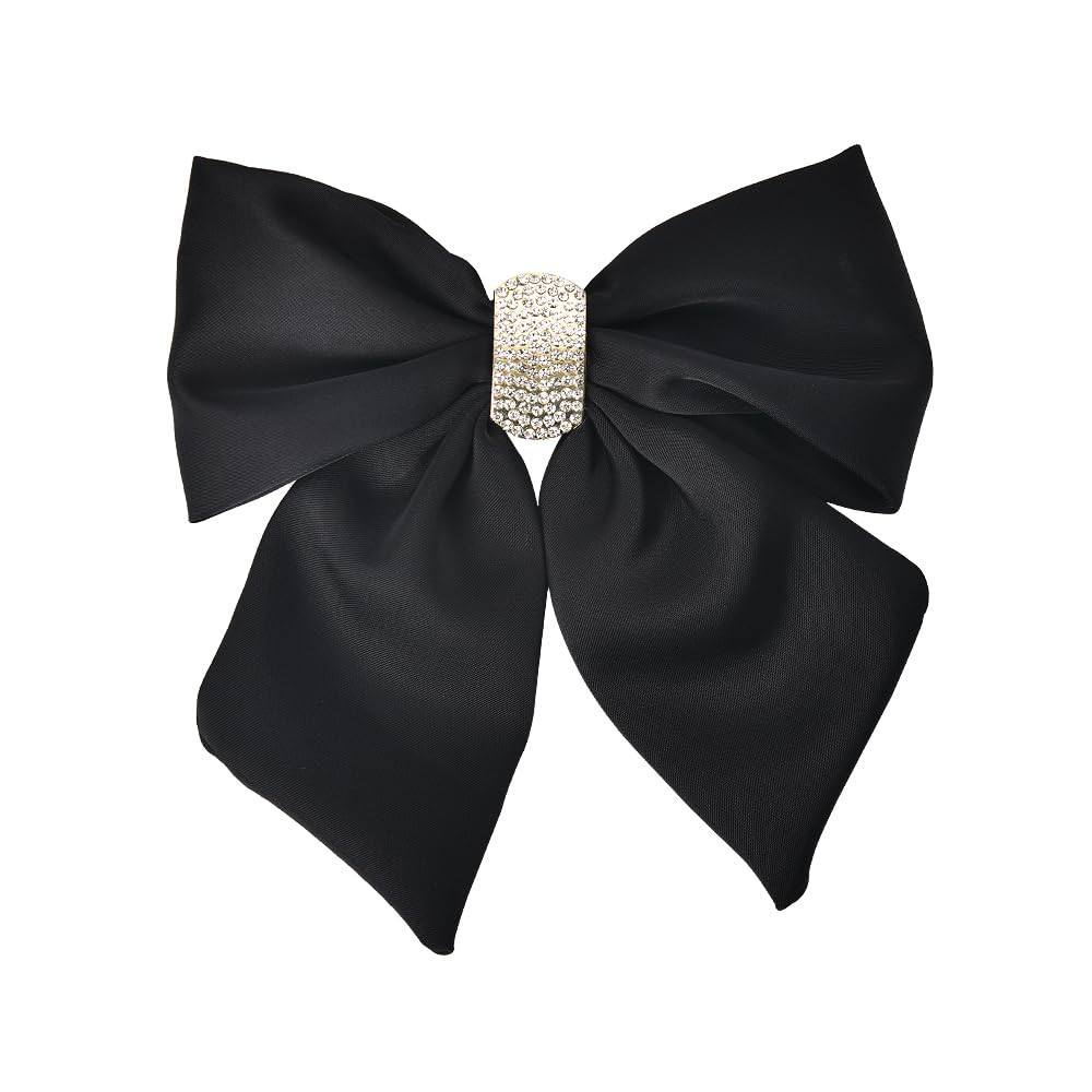 Black Bow Hair Clip for Women Girls Satin Hair Bow Clip for Girls French Barrette Hair Clip Hair Accessories for Women Girls Rhinestone Bow Hair Clips for Women Girls Ribbon Bowknot Hair Clip