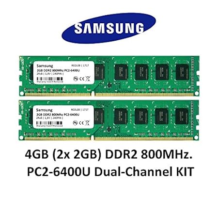 Samsung 4GB Dual-Channel KIT (2x 2GB) DDR2 800Mhz PC2-6400 240pin Desktop Arbeitsspeicher RAM Memory 3rd DIMM