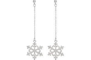GYRMMUE Snowflake Earrings for Women Girls,Rhinestone Silver Snowflake Winter Dangle Earrings Crystal Sparkly White Drop Earrings Christmas Jewelry Gifts
