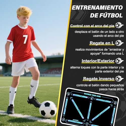 Training Mat Football Kit 60 x 90 cm with Training Videos and Non-Slip Socks Football Mat Professional Training – Children Mat Treino Futebol