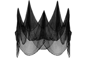 LessMo 200x80Inch (5x2m) Halloween Black Creepy Cloth for Party Decorations Outdoor Handing, Scary Spooky Fabric Gauze, Stretchy, Giant, for Outdoor, Yard, Doorways Entryways Windows Decor