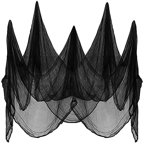 Photo 1 of LessMo 200x80Inch (5x2m) Halloween Black Creepy Cloth for Party Decorations Outdoor Handing, Scary Spooky Fabric Gauze, Stretchy, Giant, for Outdoor, Yard, Doorways Entryways Windows Decor