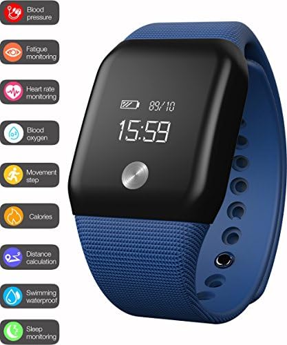 Bluetooth Fitness Tracker A88 Smart Wristband Heart Rate Monitor with Blood Oxygen Blood Pressure Monitor Bracelet Activity Trackers Smart Bracelet for IOS Android (blue)