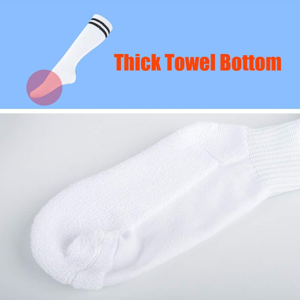 4 Pairs Soccer Socks for Kids (5-12 Years Old), Kids Football Socks, Sport Team White Black Knee High Socks For Youth Boys Girls Kids, Best for Running, Present for 5 6 7 8 9 10 11 12 Year old Kids: Clothing