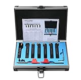 Accusize Industrial Tools 7 Pieces/Set 1/2'' Indexable Carbide Turning Tool Set in Fitted Box, 2387-2004