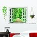 Sonline Huge Window 3D Green View Flowers Plant Wall Stickers Art Mural Decal Wallpaper