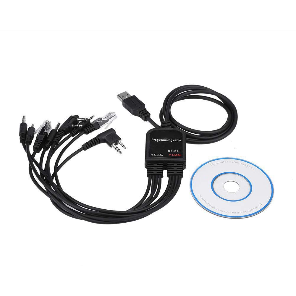 Programming Cable, 8 In 1 USB Programming Cable for KENWOOD/QuanShengcn/Tyt/Motorola Radio