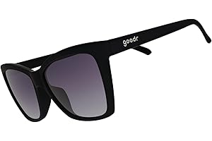 goodr New Wave Renegade Polarized Sunglasses, Medium Sized (Glam G), Black Solid Cat-Eye Frames with Black Gradient Lenses, Dark to Light Tint, UV400 Protection, No Slip, No Bounce