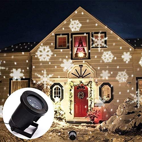 BOSSJOY Christmas Xmas Snowflake Projector Light,Snowfall LED Light Projector, Upgrade Rotating LED Snowfall Projection Lamp Light Lighting