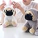 JoyAmigo Pug Stuffed Animal Dog Puppy Soft Cuddly Animal Toy in Easter Bunny Costumes - Super Cute Quality Rabbit Dog Plush Children Easter Basket Stuffers Decoration