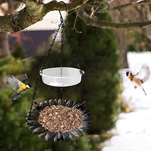 ERYTLLY Bird Feeder Hanging Tray,Seed Tray Bird Bath Tray 2 Trays for Bird Feeders Attracting Pet Hummingbird Feeder for Outdoor Garden Backyard Decorative Copper (1 Pack) - Thumbnail 3