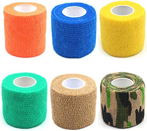 AZQ 6Pcs Cohesive Bandage, 5cm x 4.5M, Self-Adherent Cohesive Tape, Strong Sports Tape for Wrist, Ankle Sprains and Swelling, Pet Vet Wrap Bandaging Tape