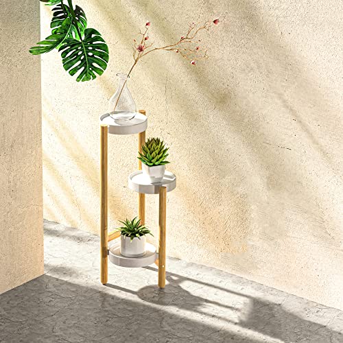Wisuce Corner Plant Stand Indoor, 3 Tier Tall Bamboo Plant Stand Holder