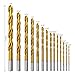 Titanium Twist Drill Bit Set, 14PCS Meterk Rotary Hammer Drill Bit Kit, Titanium Coated High Speed Steel Hardness HRC64-66, for Concrete, Tile, Brick, Plastic, Wood, Metal etc
