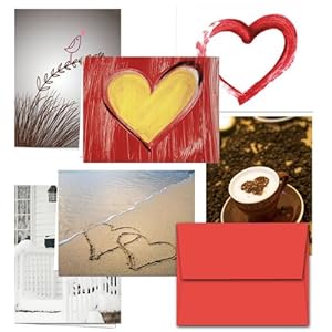 72 Note Cards - Be My Valentine - 6 Designs - Including Red Envelopes 