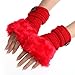 DZT1968 1PCWomen Winter Faux Rabbit Fur Wrist Fingerless Gloves Mittens (Red)