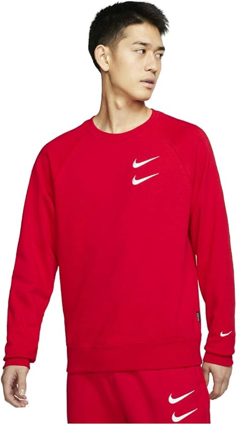 Amazon Nike ナイキ スウッシュ クルー フレンチテリー トレーナー レッド Lサイズ 国内正規品 トレーナー パーカー 通販