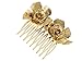Alilang Golden Silvery Tone Metal Vintage Floral Rose Leaf Hair Pin Clip Comb, Gold
