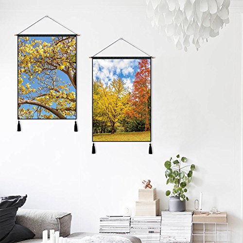 Adarl Natural Succulent Plants Painting Wall Hanging Artworks Wooden Scroll Painting Rolling Art Print on Canvas Framed with Tassel Ready to Hang for Home Office Decor #2 - Thumbnail 3