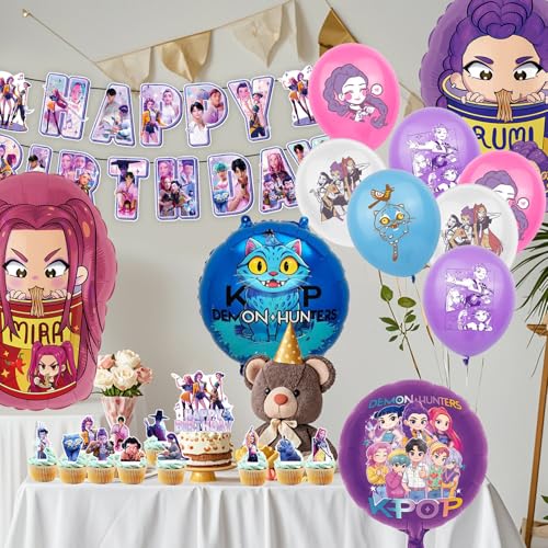 46 Pieces Hunte Birthday Decoration, Hunte Merch with Happy Birthday Banner, Letter Balloons and Cake Topper, Party Decoration Dem0 for Fans and Birthdays
