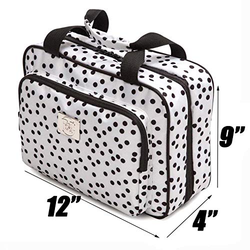Large Polka Dot Travel Cosmetic Bag - Large Hanging Travel Toiletry And Cosmetic Organizer With Many Pockets (white polka dot) 3 Large Polka Dot Travel Cosmetic Bag - Large Hanging Travel Toiletry And Cosmetic Organizer With Many Pockets (white polka dot)