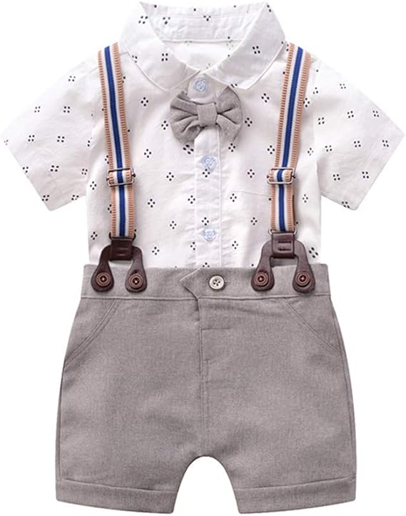 Amazon Co Jp エルフ ベビー Fairy Baby ベビー服 ロンパース ベビー フォーマル 男の子 半袖シャツ サロペットパンツ 蝶ネクタイ おしゃれ 夏 結婚式 新生児洋服 服 ファッション小物