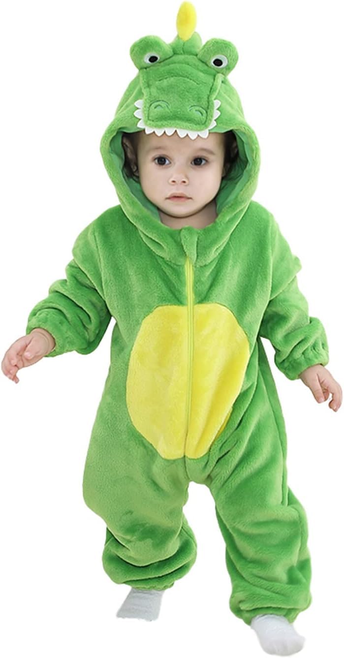LOLANTA Baby Crocodile Alligator Costume,Gator Plush Hooded Animal Romper Fancy Dress Up (4-5 Years,Tag 120)