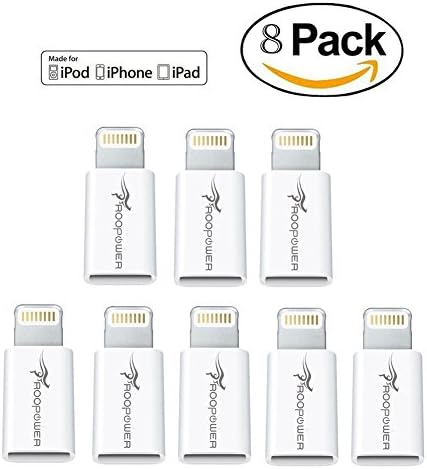 Lightning Adapter(8-Pack), Roopower Micro USB to 8-Pin Charge and Sync Adapter - Charge your iPhone / iPad / iPod with Micro USB Cables - Works With all iOS Updates (White)