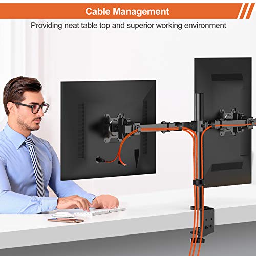 Perlegear Dual Monitor Stand Articulating Full Motion Arm Desk Mount