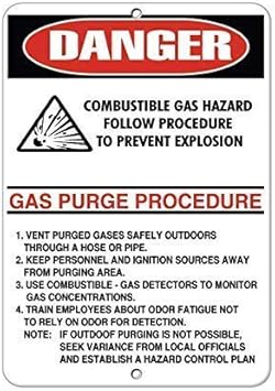 DKISEE Aluminum Safety Sign Combustible Gas Hazard Follow ...