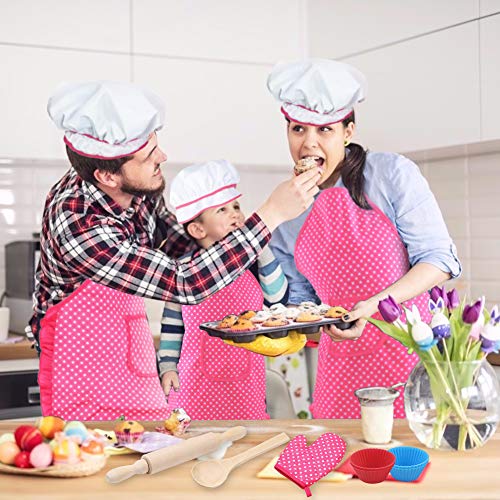 3 otters 27pcs Kids Chef Role Play Costume Set, Kids Apron Set Toddler Cooking and Baking Set, for Dress Up Chef Costume Career Role Play