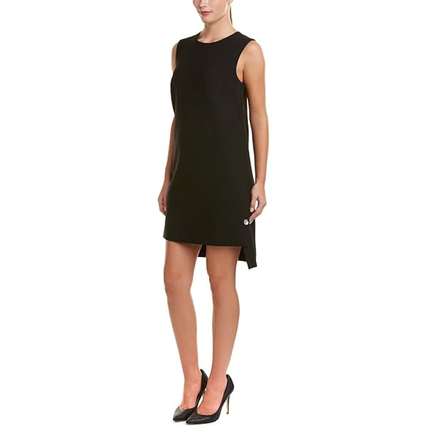 Calvin Klein Scuba Crepe Short Sheath Dress with Faux Leather Belt Black 8  at Amazon Women's Clothing store