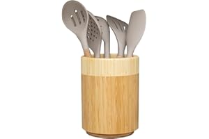 Samma Bamboo Utensil Holder - Space-saving Utensil Holder for Kitchen Counter - Rotating Kitchen Utensil Holder - Utensil Crock - Stylish Wooden Utensil Holder - Crock for Kitchen Utensils