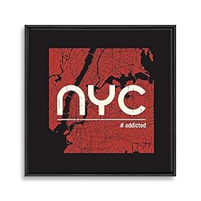 Framed Canvas Wall Art London and NYC Canvas Prints Home Artwork Decoration for Living Room,Bedroom - 16x16 inches