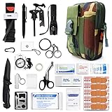 Kitgo Emergency Survival Gear and Medical First Aid Kit – IFAK Outdoor Adventure Camping Hiking Military Essential – Pro Compass, Fire Starter, CAT Tourniquet, Flashlight and More