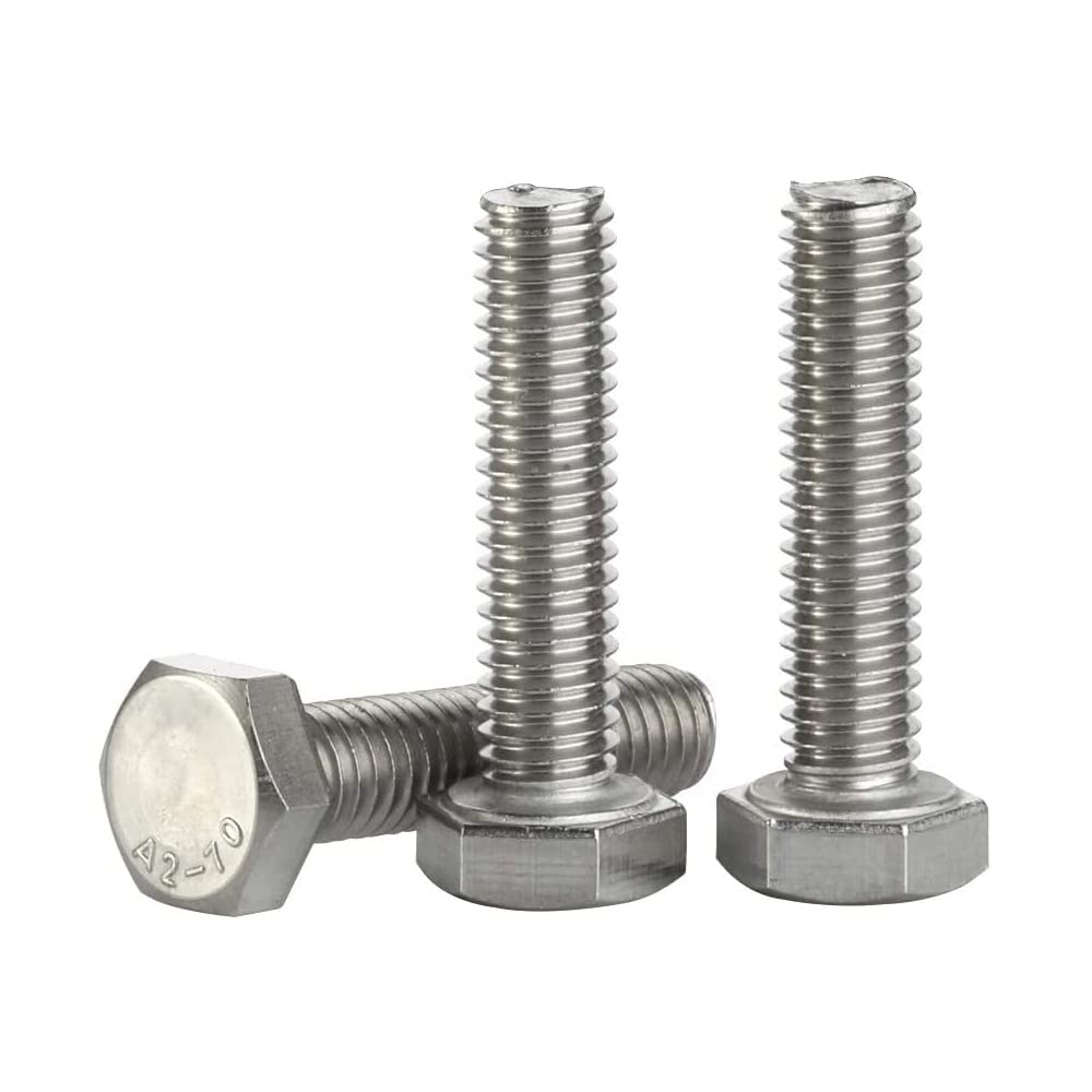 Photo 1 of 1/4-20 x 1/2" (3/8" to 4" Available) Hex Head Screw Bolt, Fully Threaded, Stainless Steel 18-8, Plain Finish, Quantity 50