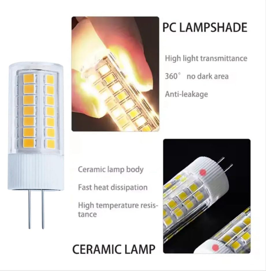 10 Pack G4 LED Bulb 3 Color Changing to Warm White | Natural White | Daylight, 5W Equivalent to 50W Halogen Bulb, Uses For Chandelier, Under Cabinet, Lamp, Track & Accent, Microwave, Step Path