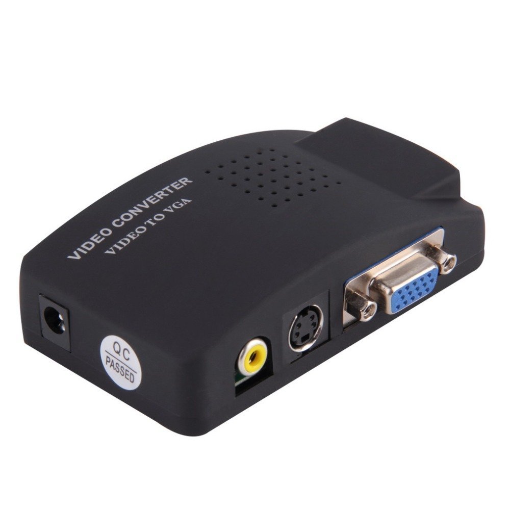 Avtovga Convertisseur Adaptateur Vidéo Av Rca S-Vidéo Vers Vga Moniteur PC Projecteurs